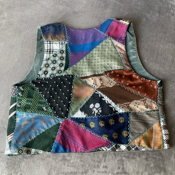 ‼️TRADED‼️RARE Vintage Reversible Silk Tie Patchwork Vest 🚢 - Picture 5 of 8